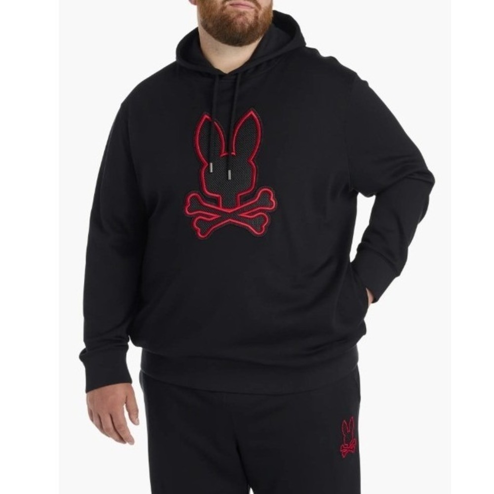 Psycho Bunny Mens 3XL Black Sayer Embroidered Bunny Hoodie NWT